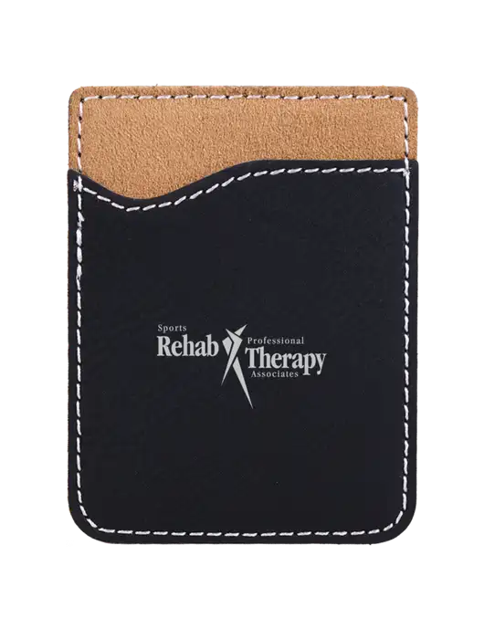 Black Laserable Leatherette Phone Wallet w/Sports Rehab Logo