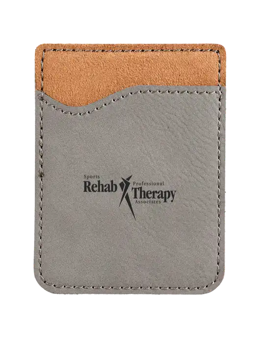 Grey Laserable Leatherette Phone Wallet w/Sports Rehab Logo