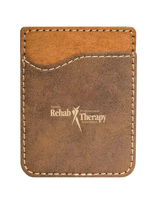 Rustic Laserable Leatherette Phone Wallet w/Sports Rehab Logo