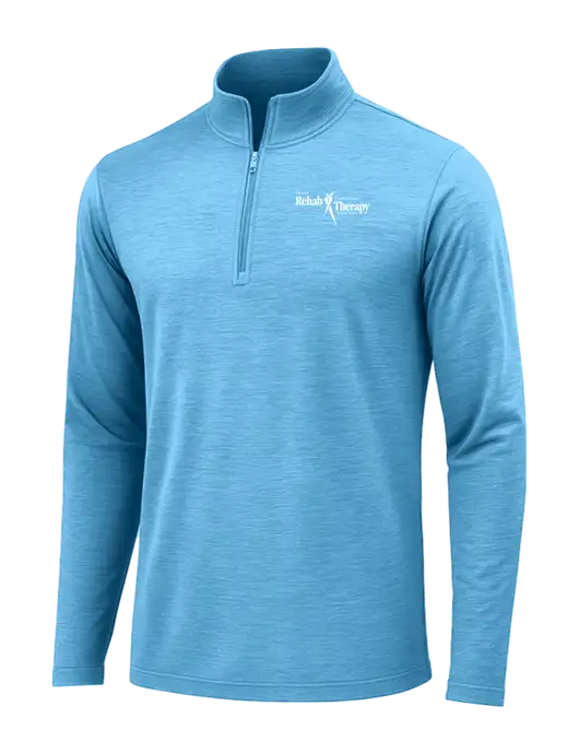 Light Blue Heather Posicharge Tri-Blend Wicking 1/4 Zip Pullover w/Sports Rehab Logo