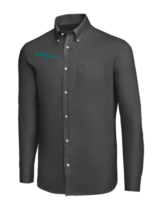 Brooks Brothers Dark Grey Wrinkle-Free Stretch Nailhead Shirt w/Sports Rehab Logo