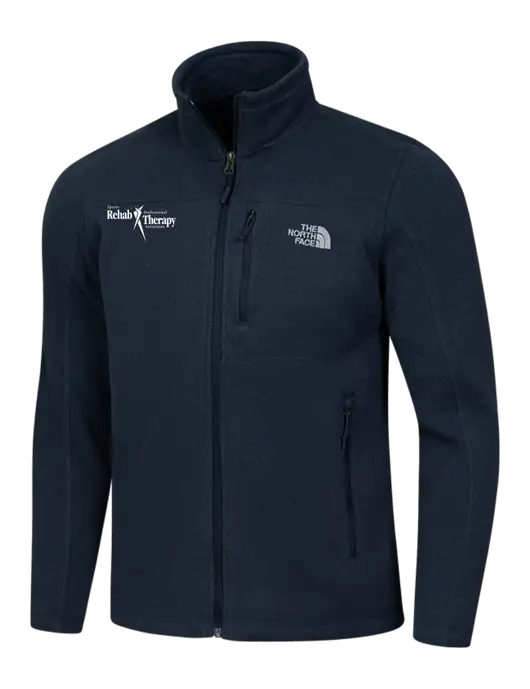 North Face Navy Heather Sweater Fleece Jacket w/Sports Rehab Logo