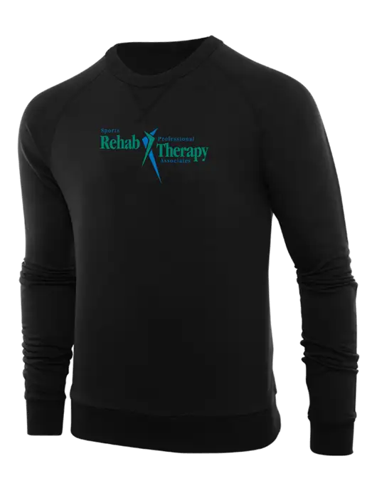 Allmade Deep Black Organic French Terry Crewneck Sweatshirt w/Sports Rehab Logo