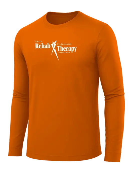 Long Sleeve Dark Orange PosiCharge Competitor Tee w/Sports Rehab Logo