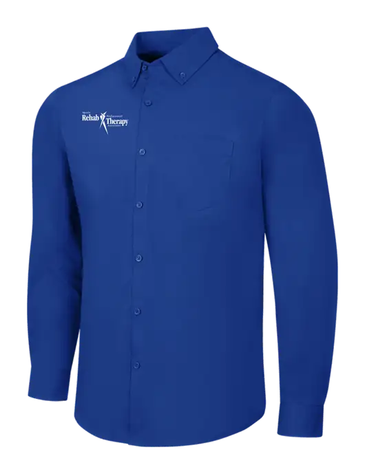 Dark Royal Long Sleeve Carefree Poplin Shirt w/Sports Rehab Logo