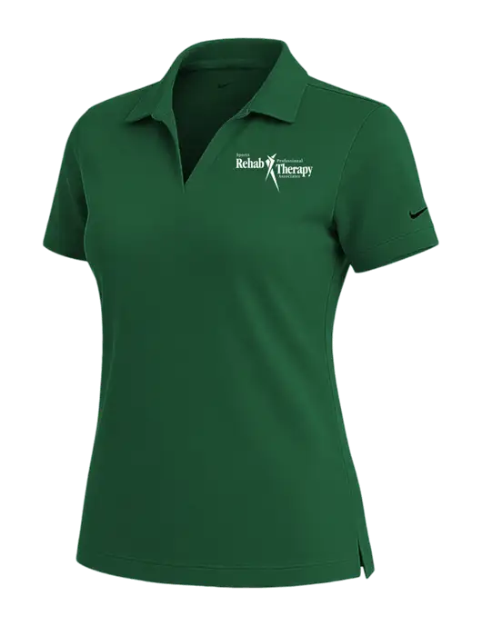NIKE Dark Green Womens Dri-Fit Micro Pique Polo w/Sports Rehab Logo