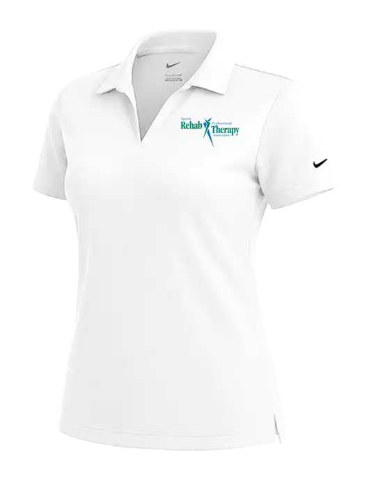 NIKE White Womens Dri-Fit Micro Pique Polo w/Sports Rehab Logo