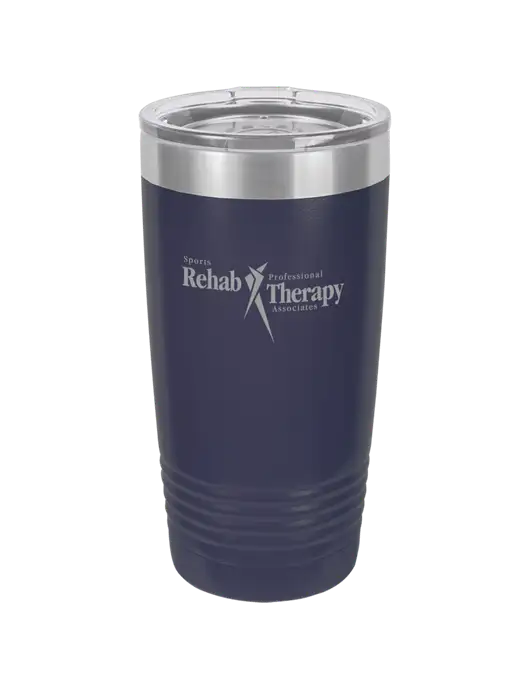 Polar Camel 20 oz Powder Coated Navy Vacuum Insulated Tumbler w/Sports Rehab Logo