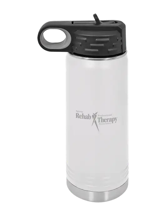 Polar Camel 20 oz Powder Coated White Vacuum Insulated Water Bottle w/Sports Rehab Logo