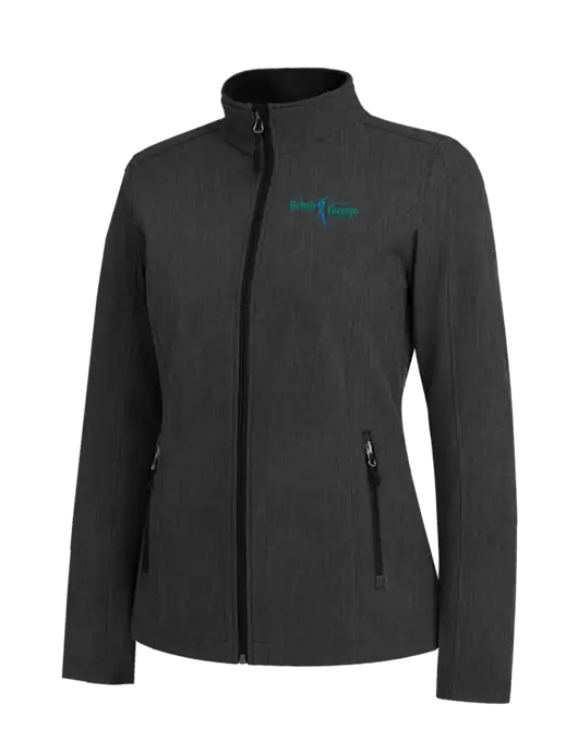 Black Charcoal Heather Womens Core Soft Shell Jacket w/Sports Rehab Logo