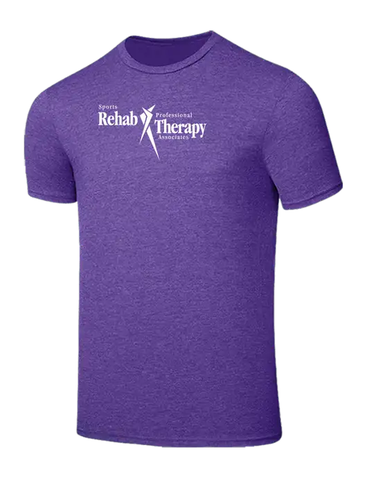 Seriously Soft Heathered Purple T-Shirt w/Sports Rehab Logo