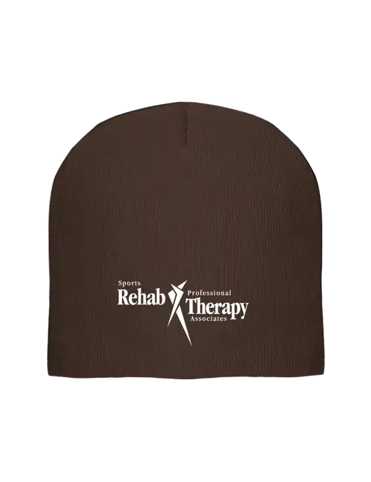 Solid Brown Element Knit Beanie w/Sports Rehab Logo
