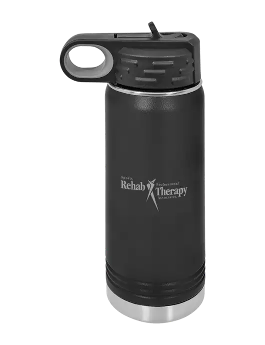 Polar Camel 20 oz Powder Coated Black Vacuum Insulated Water Bottle w/Sports Rehab Logo