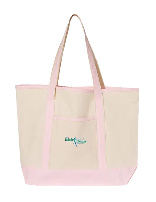 Natural/Light Pink Large Canvas Deluxe Tote w/Sports Rehab Logo
