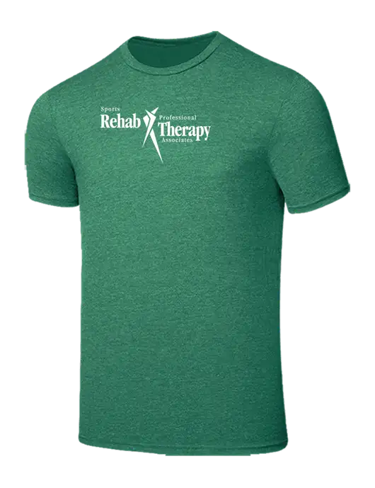 Seriously Soft Heathered Kelly Green T-Shirt w/Sports Rehab Logo