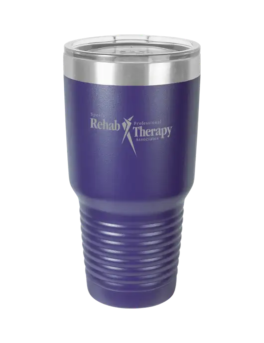 Polar Camel 30 oz Powder Coated Purple Vacuum Insulated Tumbler w/Sports Rehab Logo