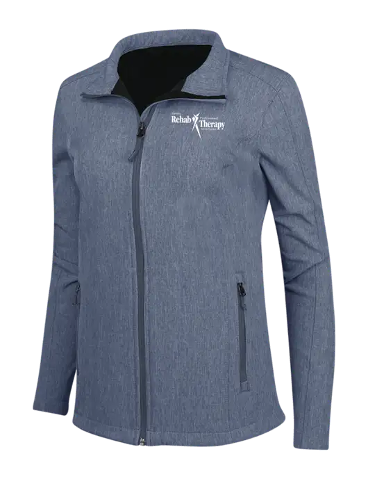 Navy Heather Womens Core Soft Shell Jacket w/Sports Rehab Logo