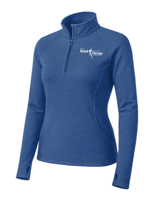 Royal Heather Womens Sport Wick Stretch 1/4 Zip Pullover w/Sports Rehab Logo