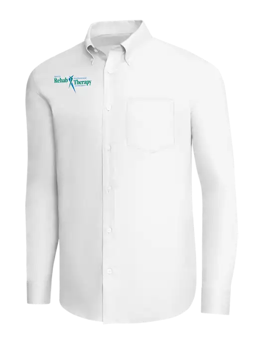 Brooks Brothers White Wrinkle-Free Stretch Pinpoint Shirt w/Sports Rehab Logo
