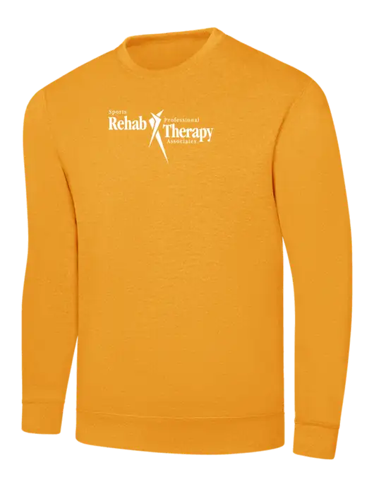 Gold 7.8 oz Ring Spun Crew Sweatshirt
 w/Sports Rehab Logo