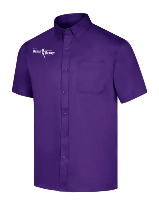 Short Sleeve Purple Superpro React Twill Shirt w/Sports Rehab Logo