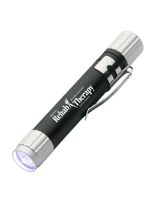 Black Aluminum LED Penlight w/Sports Rehab Logo