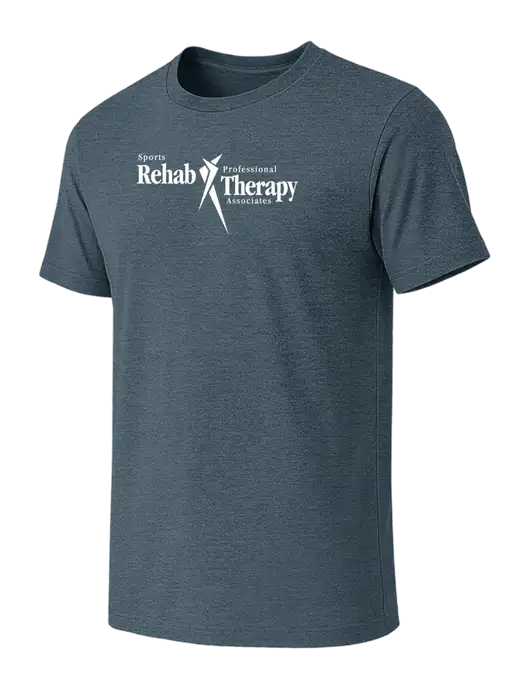 BELLA+CANVAS Heather Slate Blue CVC Short Sleeve Tee w/Sports Rehab Logo