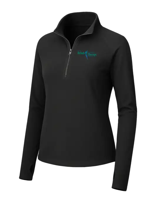 Womens Black Microfleece 1/2 Zip Pullover w/Sports Rehab Logo