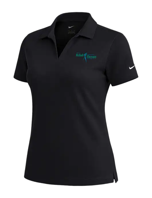 NIKE Black Womens Dri-Fit Micro Pique Polo w/Sports Rehab Logo