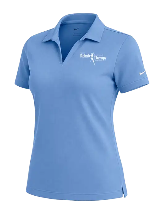 NIKE Carolina Blue Womens Dri-Fit Micro Pique Polo w/Sports Rehab Logo