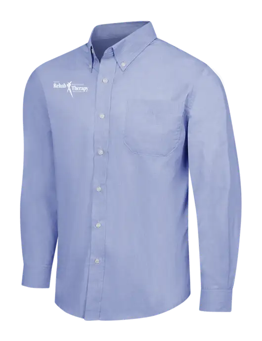 Light Slate Blue Crosshatch Easy Care Shirt w/Sports Rehab Logo