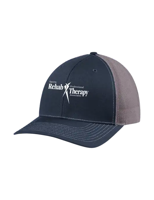 Richardson Adjustable Snapback Original 112 Trucker Cap Navy w/Charcoal Mesh w/Sports Rehab Logo