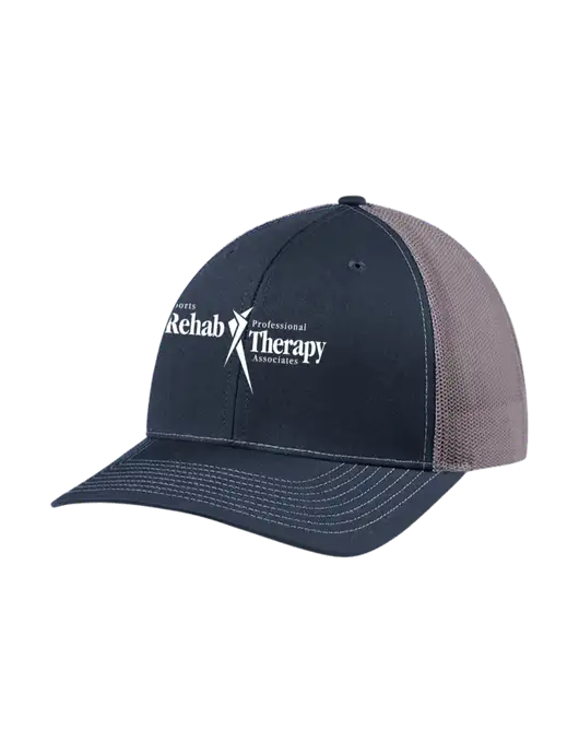 Richardson Adjustable Snapback Original 112 Trucker Cap Navy w/Charcoal Mesh w/Sports Rehab Logo