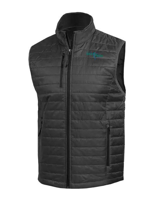 Packable Dark Grey Puffy Vest w/Sports Rehab Logo