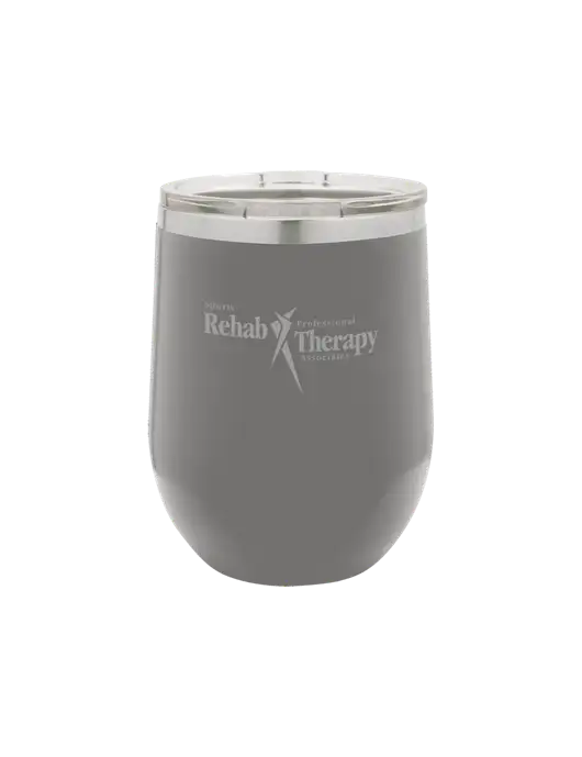 Polar Camel 12 oz Powder Coated Grey Vacuum Insulated Stemless Wine Tumbler w/Sports Rehab Logo