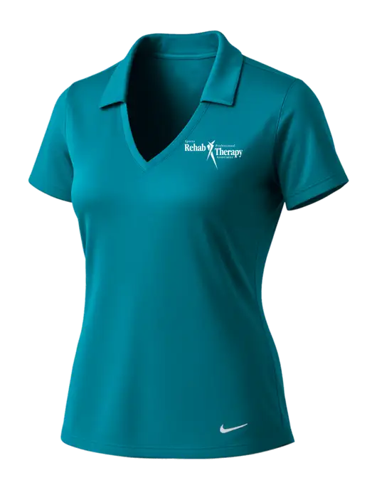 NIKE Dark Teal Womens Dri-Fit Vertical Mesh Polo w/Sports Rehab Logo