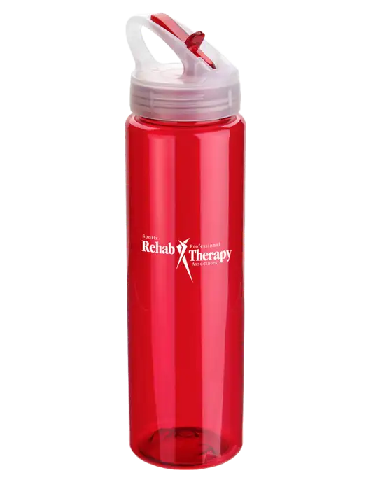 Buddy Red 32 oz PET Bottle with Flip Lid w/Sports Rehab Logo