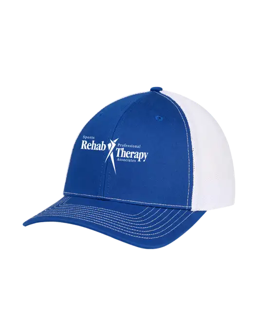 Richardson Adjustable Snapback Original 112 Trucker Cap Royal w/White Mesh w/Sports Rehab Logo