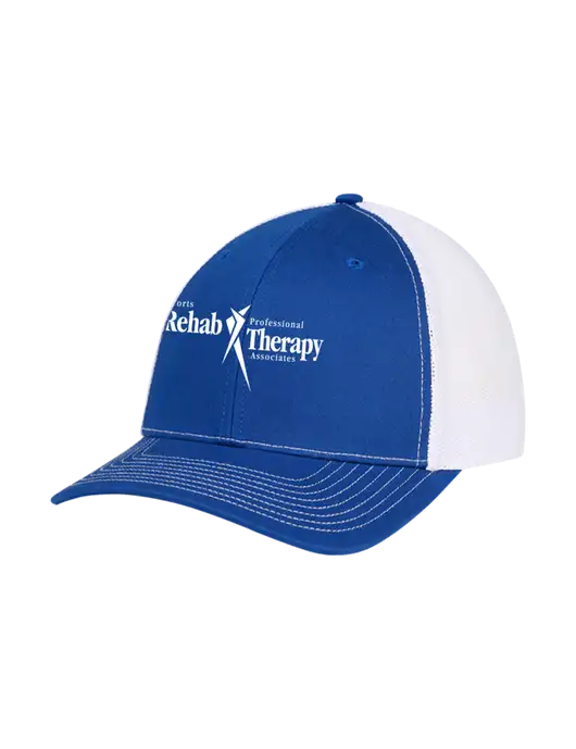 Richardson Adjustable Snapback Original 112 Trucker Cap Royal w/White Mesh w/Sports Rehab Logo