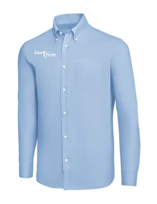 Brooks Brothers Light Blue Wrinkle-Free Stretch Nailhead Shirt w/Sports Rehab Logo