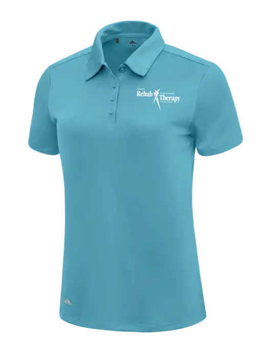 Adidas Sapphire Blue Womens Ultimate Solid Polo w/Sports Rehab Logo