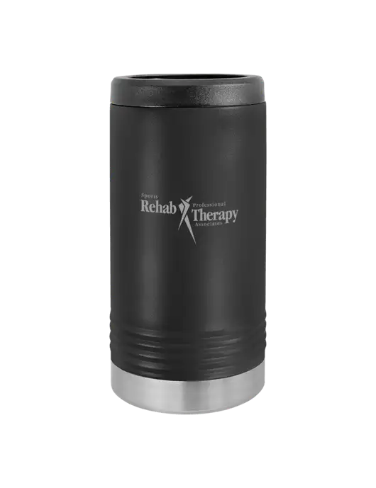 Polar Camel Powder Coated Black Vacuum Insulated Slim Beverage Holder w/Sports Rehab Logo
