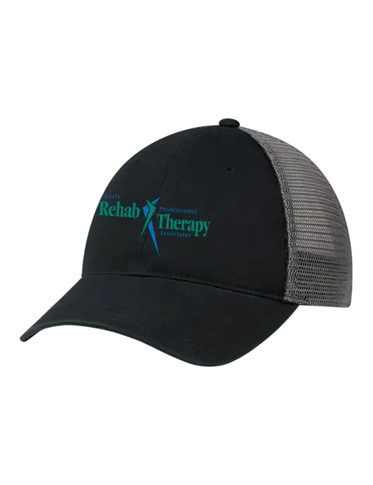 Richardson 111 Garment Washed Trucker Cap Black w/Charcoal Mesh w/Sports Rehab Logo