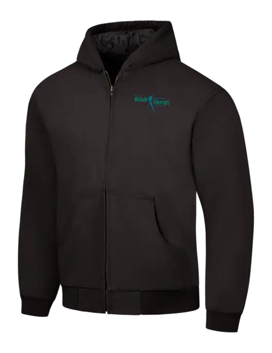 CornerStone Black Duck Cloth Hooded Work Jacket w/Sports Rehab Logo