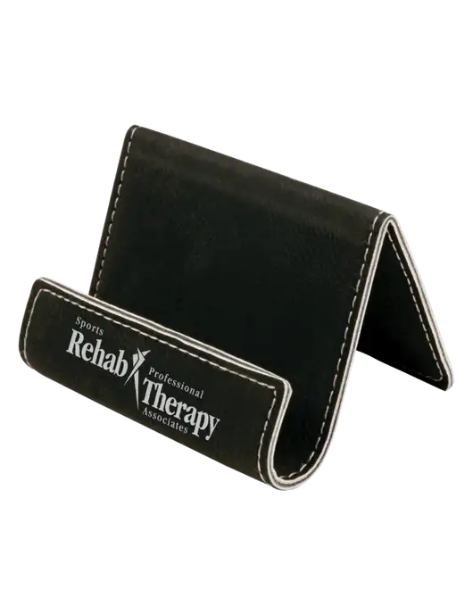 Black Leatherette Card & Phone Holder w/Sports Rehab Logo