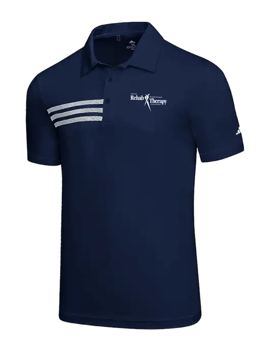 Adidas Navy 3 Stripes Chest Polo w/Sports Rehab Logo