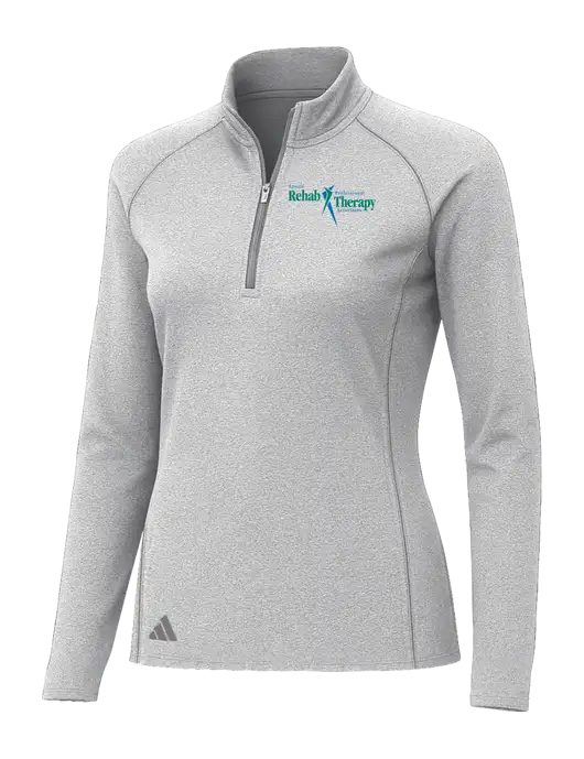 Adidas Womens Light Grey Heather Space Dyed Quarter-Zip Pullover  w/Sports Rehab Logo