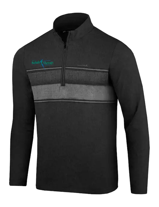 TravisMathew Black Balboa Chest Stripe Quarter Zip w/Sports Rehab Logo