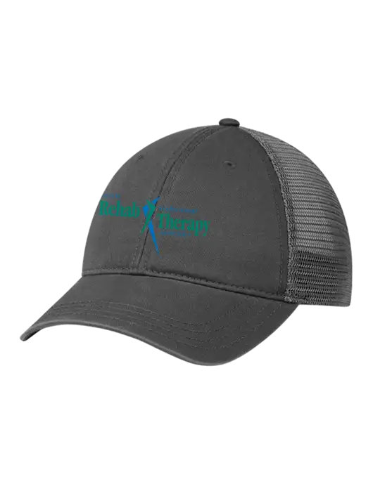 Richardson 111 Garment Washed Trucker Cap Charcoal w/Charcoal Mesh w/Sports Rehab Logo