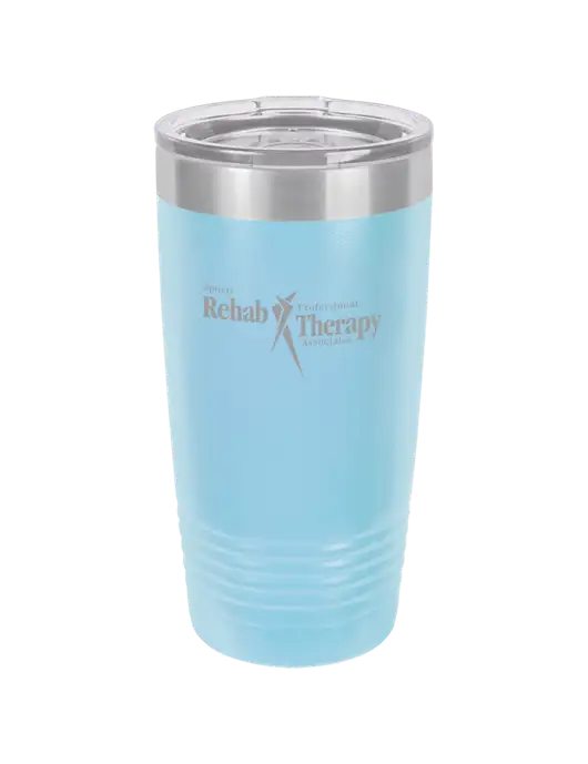 Polar Camel 20 oz Powder Coated Light Blue Vacuum Insulated Tumbler w/Sports Rehab Logo